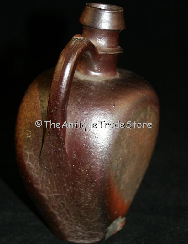 Vintage brown red glazed stoneware jug bottle
