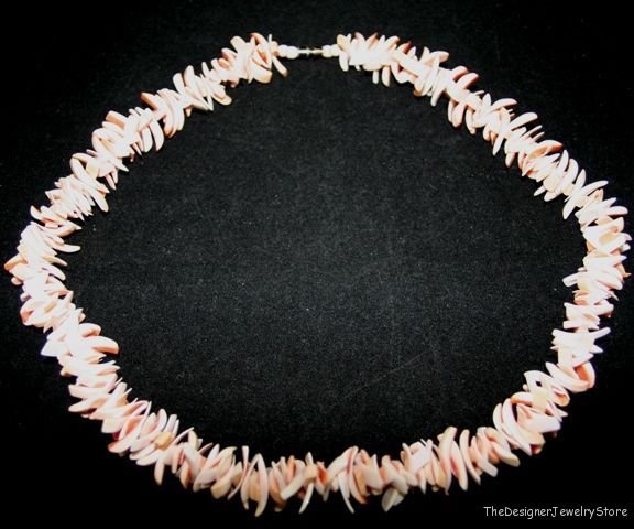 Vintage Jewelry cutt natural pink shell Necklace je43
