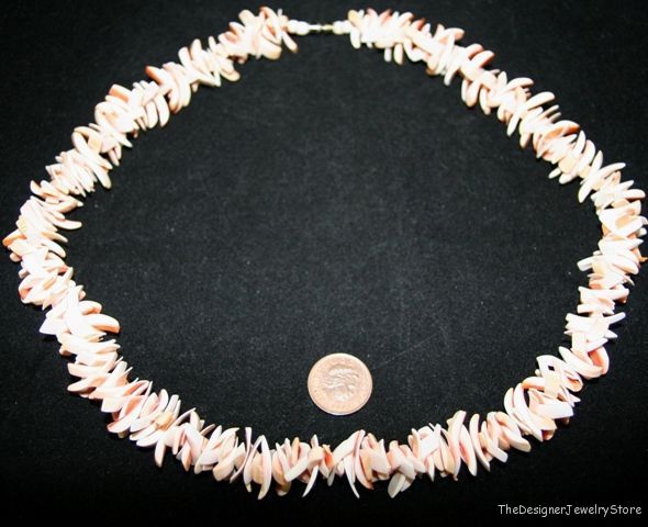 Vintage Jewelry cutt natural pink shell Necklace je43