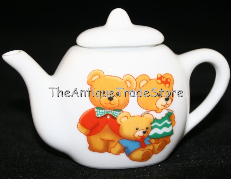 Ceramic Doll tea set in weave wicker picnic basket