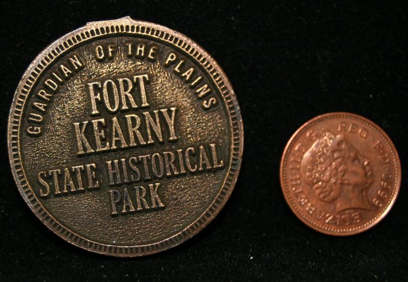 Vintage white metal Fort Kearny State Park USA medal