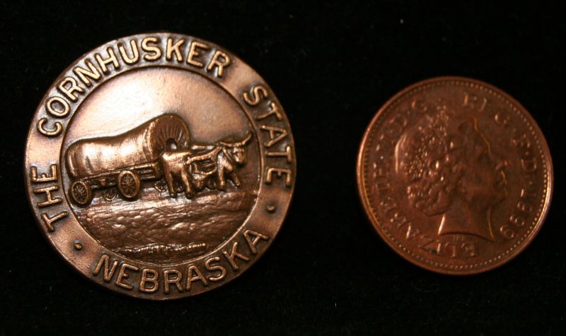 Vintage bronze Cornhusker Nebraska state medal