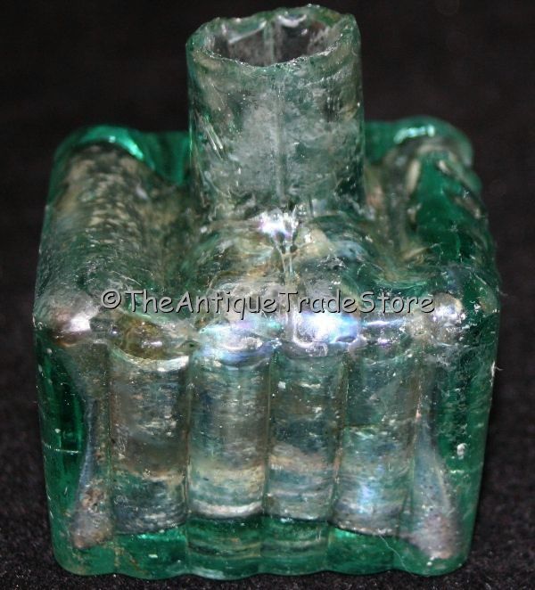Antique British clear glass ink bottle Sheared lip