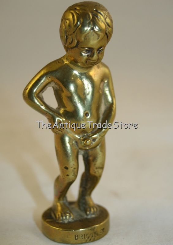 Vintage brass Manneken Pis Brussels landmark ornament