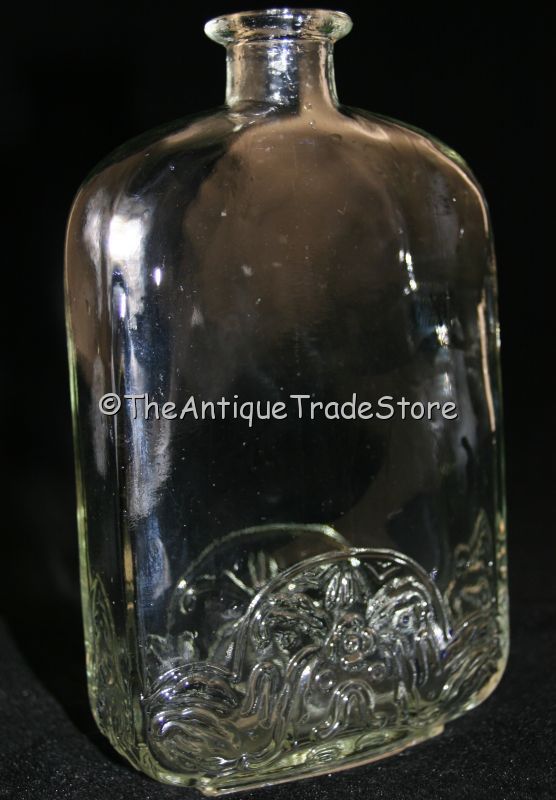 Antique white glass Flask shaped bottle