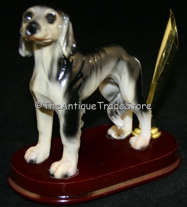 Vintage Ceramic dog figurine Bakelite base Pen holder