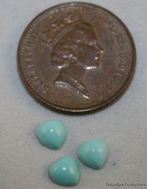 Natural Persian Turquoise gem 3 heart 5mm cabochon tq11