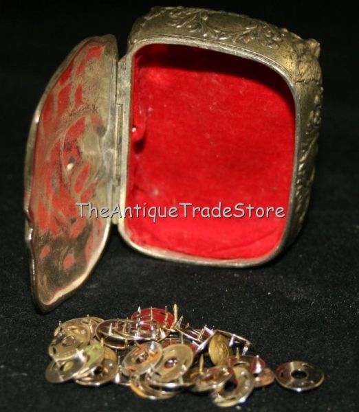 Vintage cast white metal Japan made pin  / tack box