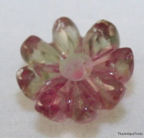 Watermelon Tourmaline 9mm gem carved flower 2.6ct tu19