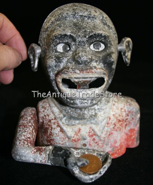 1945 Starkie aluminium Black Man money box made in England