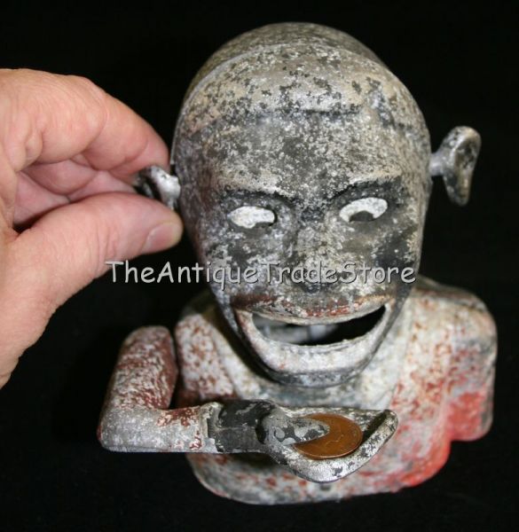 1945 Starkie aluminium Black Man money box made in England
