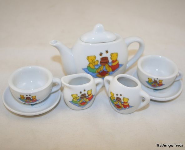 Ceramic Doll tea set in teddy bear pattern