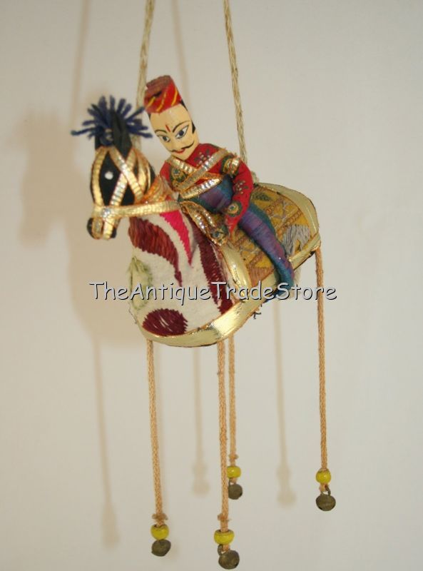 Vintage hand made Rag Doll amulet warrior on the horse