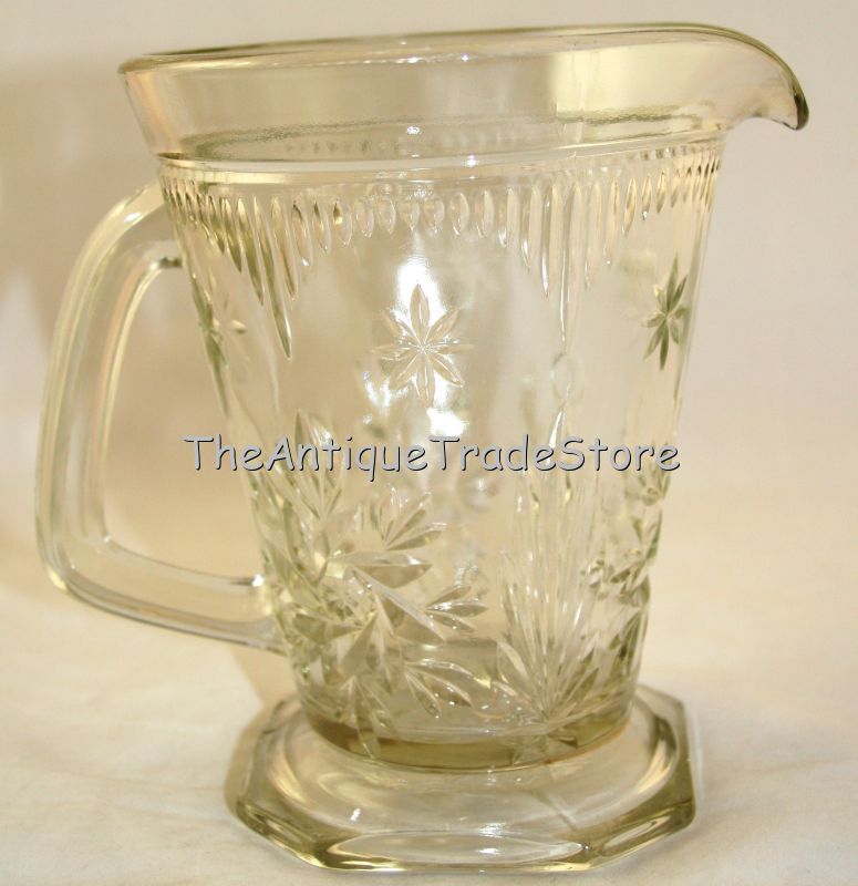 Antique 30s white pressed glass Art Deco jug