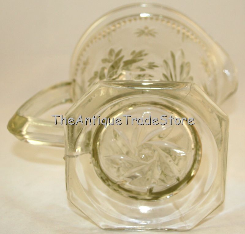 Antique 30s white pressed glass Art Deco jug