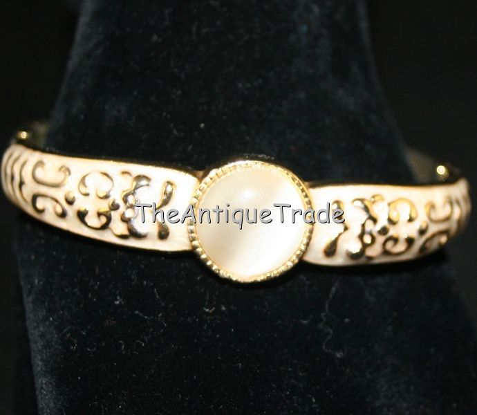 Vintage Jewelry Bracelet enamel with moonstone sku3z
