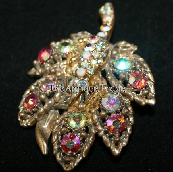 Vintage Jewelry Pin Brooch Aurora Borealis crystals