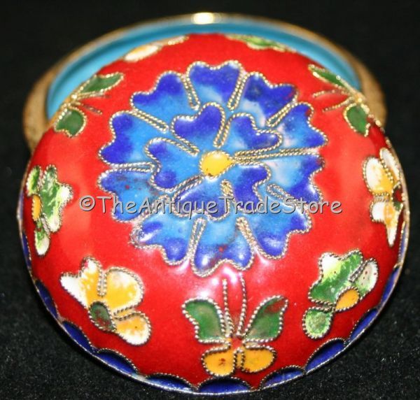 Cloisonne enamel miniature jewelry ornament Pill box