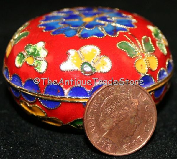 Cloisonne enamel miniature jewelry ornament Pill box