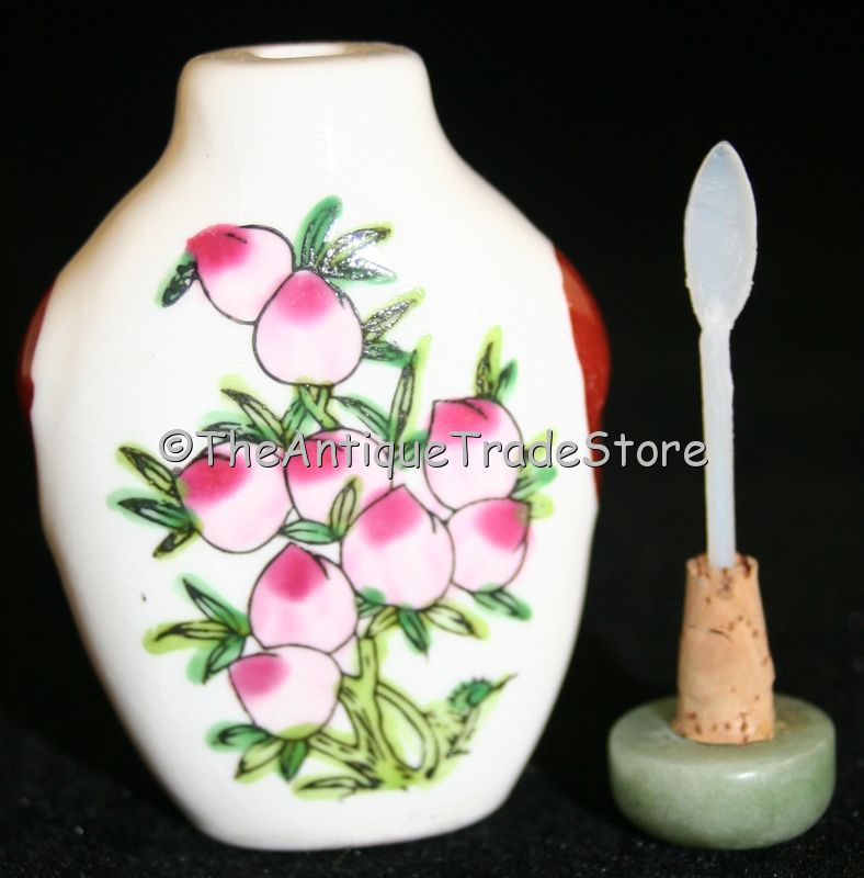 Vintage oriental Porcelain painted butterfly Snuff bottle