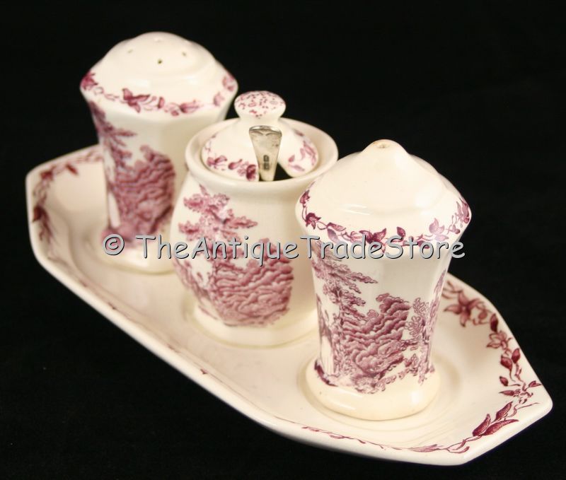 Antique Victorian  Masons Patent ironstone cruet set