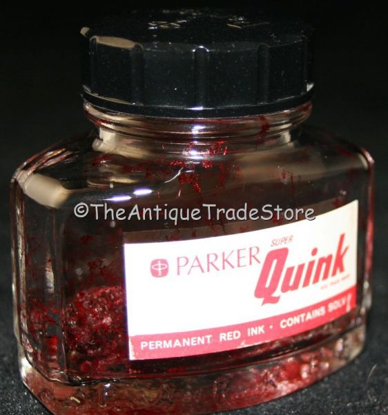 Vintage 70s glass British Parker red ink bottle