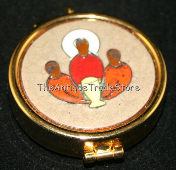 Italian Apostolato Liturgico compact box metal w enamel
