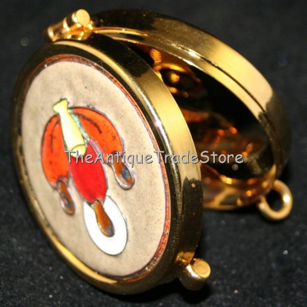 Italian Apostolato Liturgico compact box metal w enamel