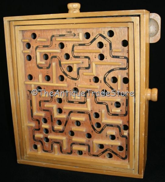 Vintage wood Table Top Game with steel marbles