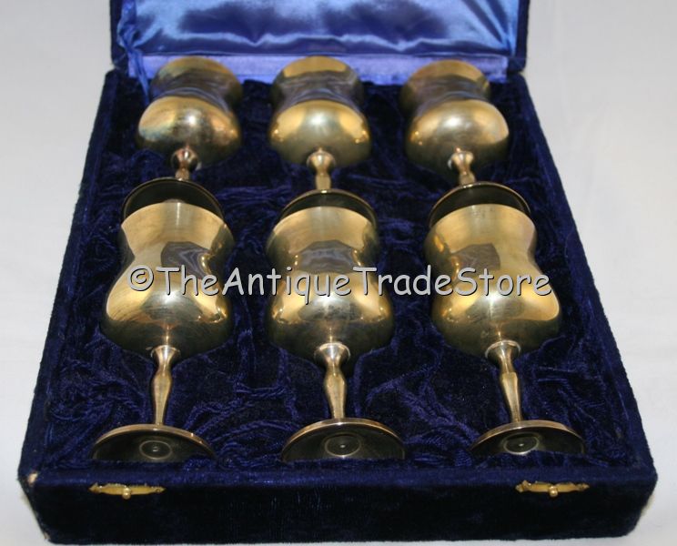 Vintage Art Deco style silver plated 6 boxed goblets
