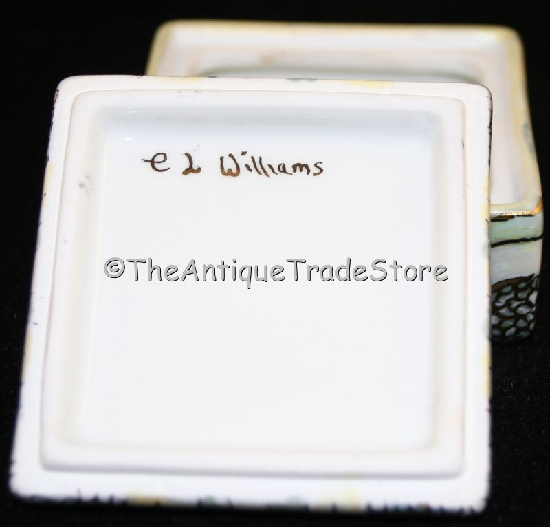 British porcelain Williams signed hand painted pill box