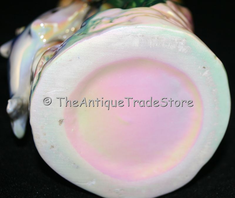 Under the Sea sceene lustre enamel painted glass vase