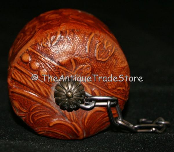 Vintage glass decanter Embossed leather Don Quijote