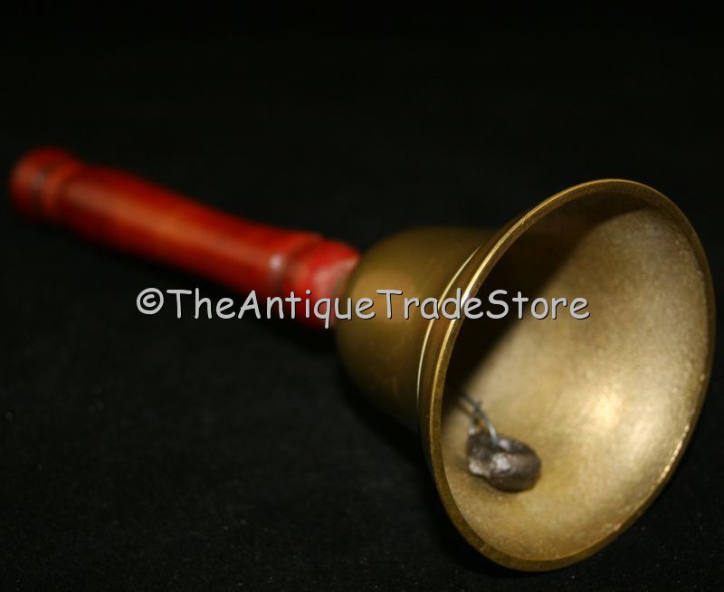 Vintage hot cast brass with wood small Teacher school Bell