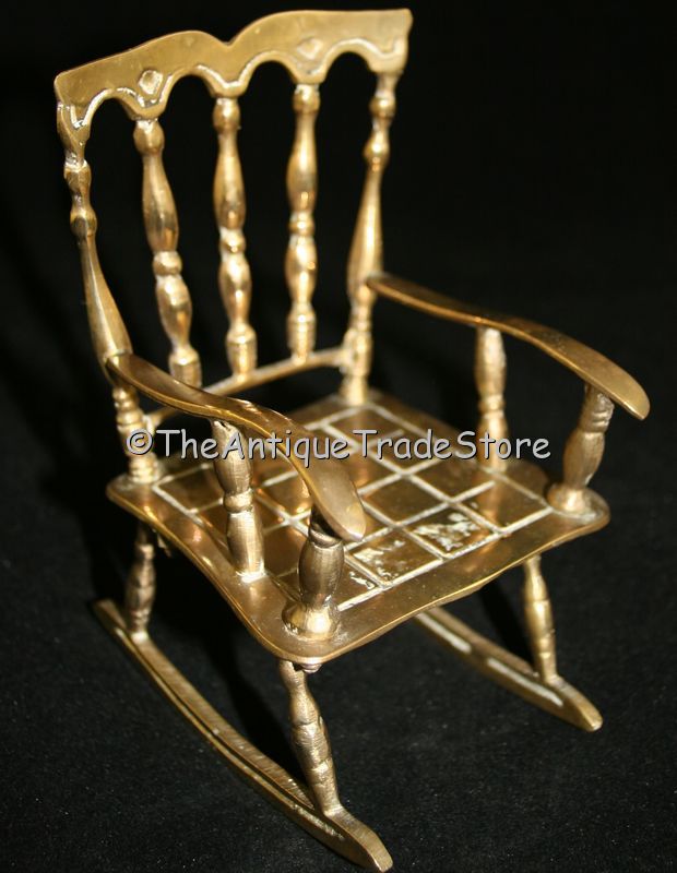Vintage hot cast brass Doll toy Rocking Chair model