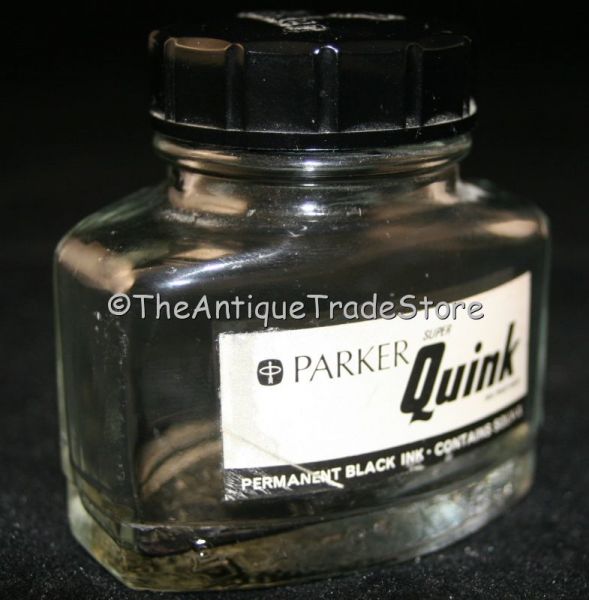 Vintage 70s glass British Parker black ink bottle