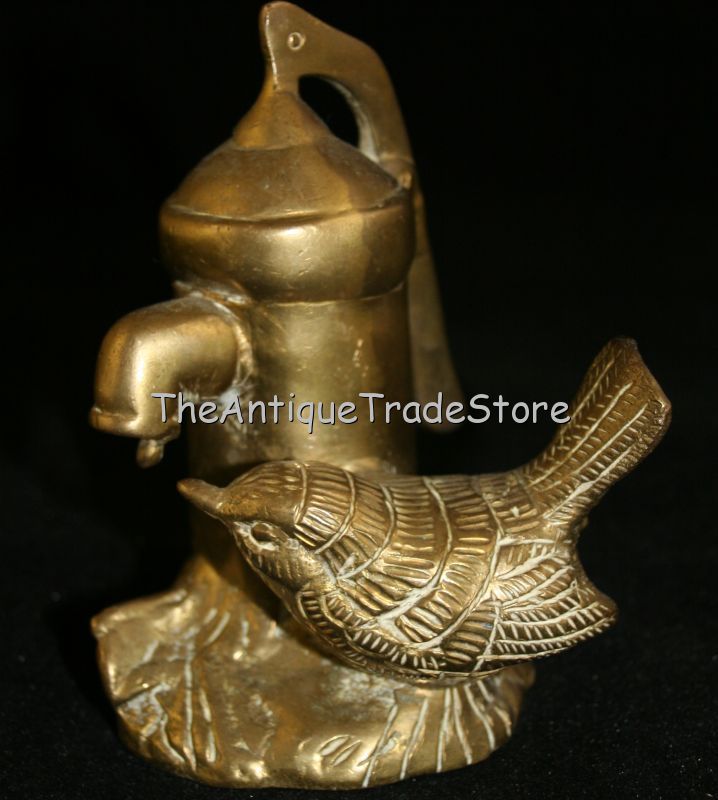 Vintage hot cast brass bird old water pump Paperweight