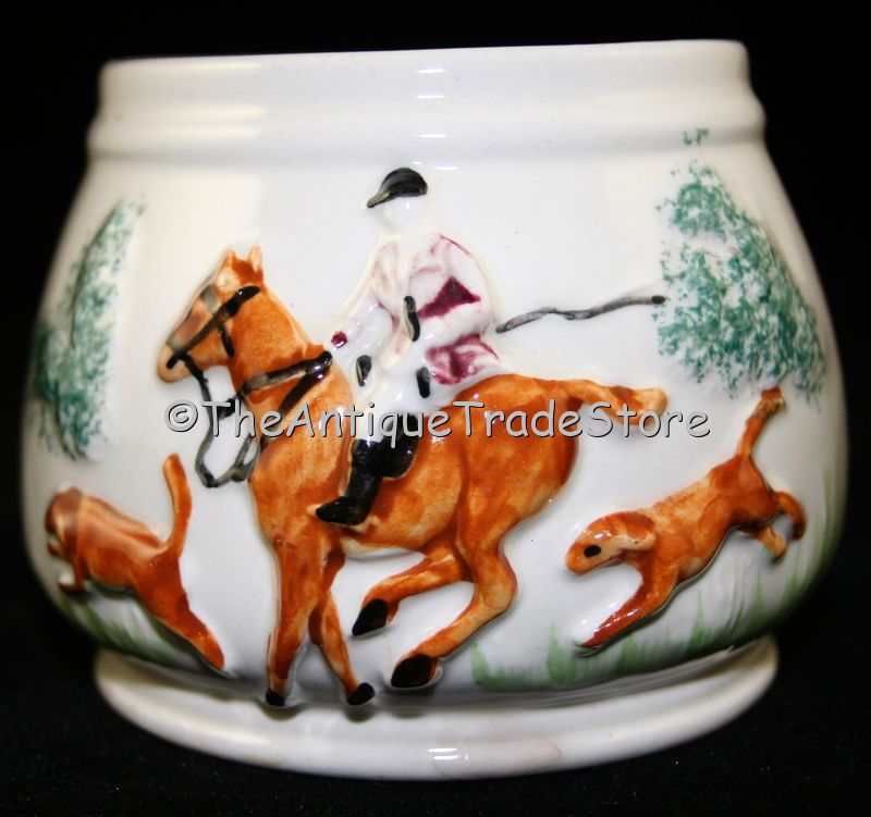 Antique PPC England ceramic Fox Hunt hand painted Dish