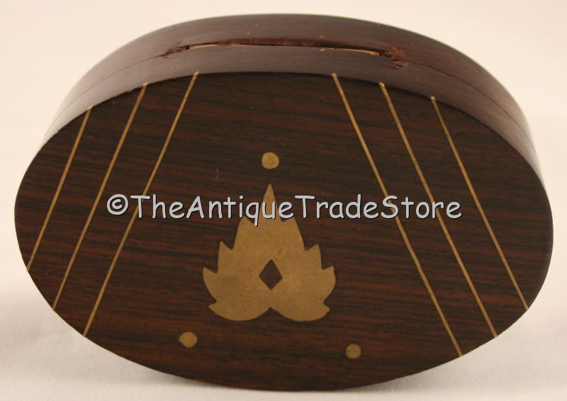 Vintage wood with brass inlay Trinket Jewelry box