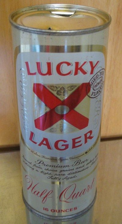 Luck Lager 16 ounce Flat Top Beer Can
