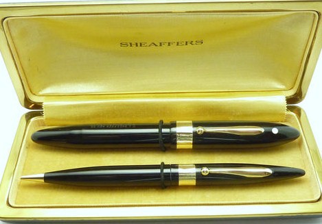 1930's Sheaffer Balance Autograph Set Oversize Pen/Pencil w/Gold Bands