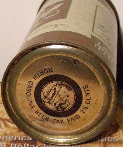 1949 Schlitz Flat Top Beer Can 129-25 NC Tax Top View