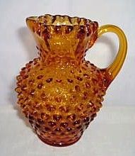1950s Fenton /Amber Hobnail Glass Jug Pitcher