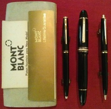 251 mechanical pencil/281 black&gold trim click ballpoint pen/4810 14K 585 fountain pen