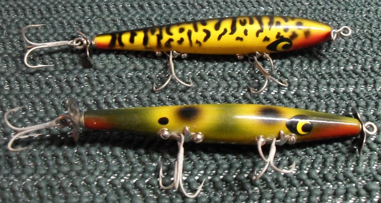 Lot of 2 Vintage Devil Horse Topwater Wooden Lures