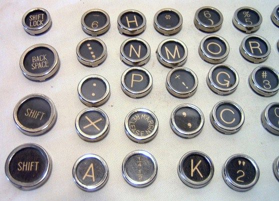 Vintage Royal Glass Top Typewriter Keys w Flat Bottoms