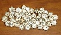 48 Glass Typewriter Keys Black on White