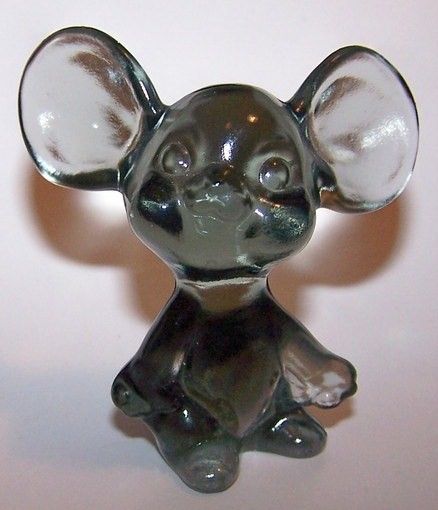 Fenton Clear Gray Glass Mouse Figurine 1980's