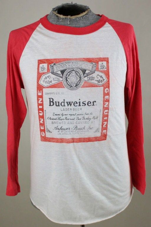 Classic 80s Budweiser Beer Thin Raglan Party Tee