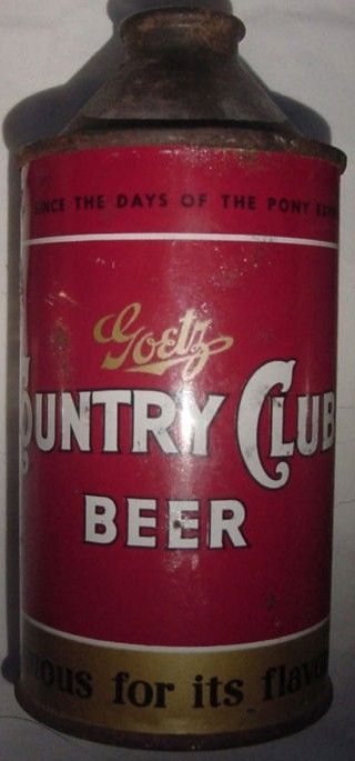 Antique Original Goetz Country Club Beer Cone Top Can